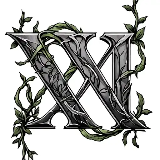Vertical Letters Xena With Vines Wrapped