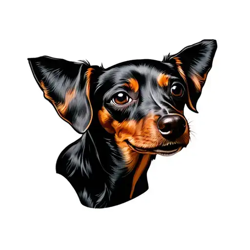 A Black And Tan Dachshund Face