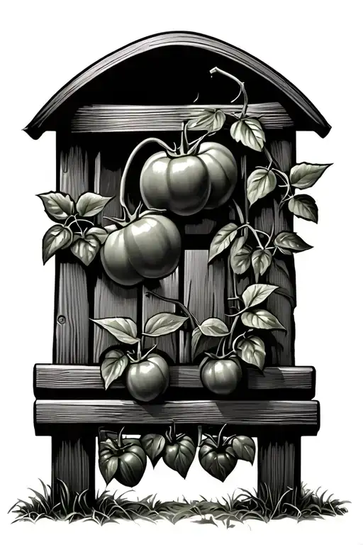 Street Sign With Garden Fence At Base And Tomato Plant Growing Up It