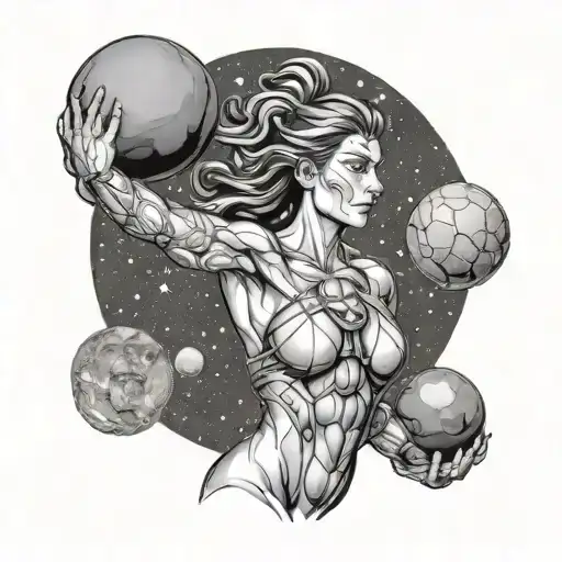 Female Atlas Holding The Cosmic Sphere On Her Shoulders Looking Strong And Determined