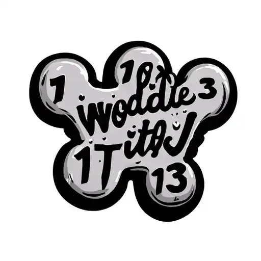 Dog Bone With Woof Insdie It And 13 Sepetrated 1 On One Side 3 On The Other