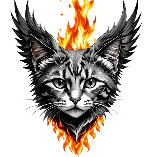 Cat Fenix Coming Out Of Fire