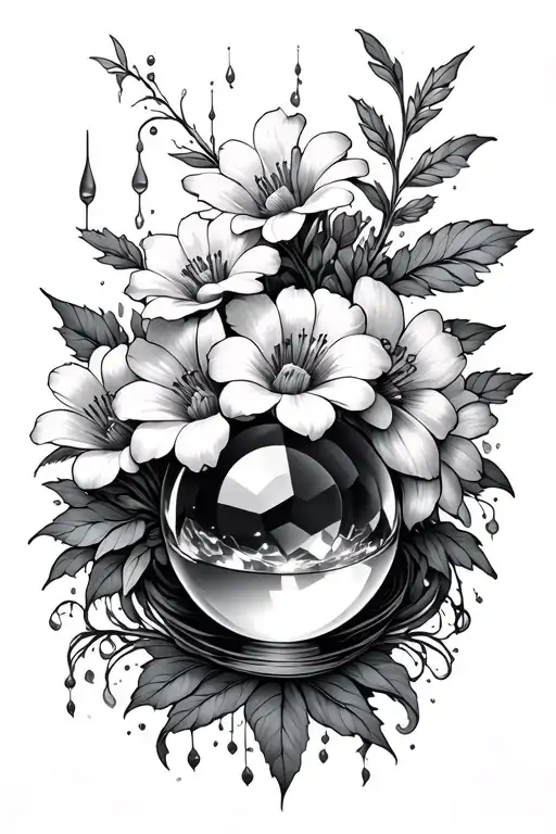 Mystical Flowers With Crystal Ball