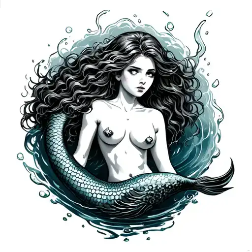 Mermaid Crawling Of Of Water