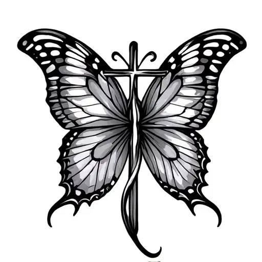 Butterfly And Cross Intertwined