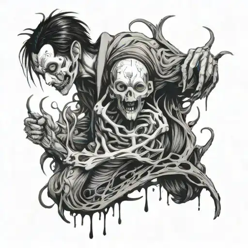 Gore Style Black And White Anime Character Junji Ito Style