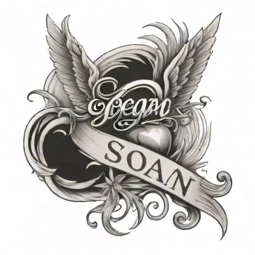 First Name Soan With Angel Wings And Shooting Star