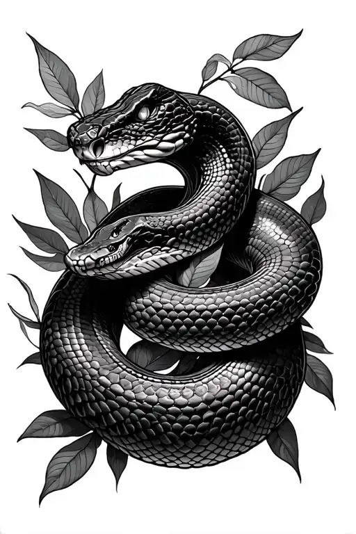 Snake And Leaves