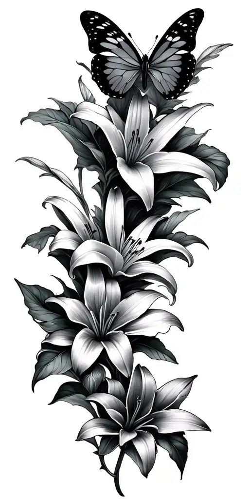 Lily Flowers Butterfly Mame