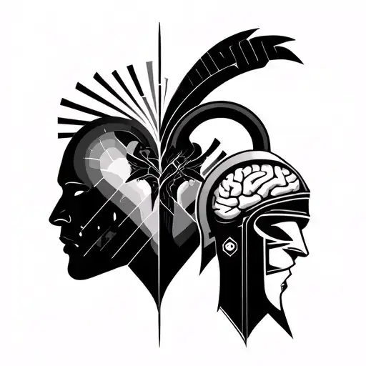 Vini Vidi Vici With Geometric Design Incorporating Heart And Brain Balance And Spartan Warrior