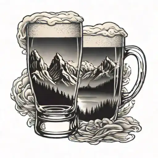 Mountains Inside A Beer Glass