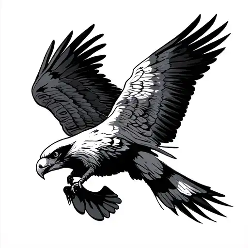 Flying Falcon With Wings Curved