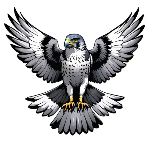 Front Facing Falcon Flying With Curved Wings Spread