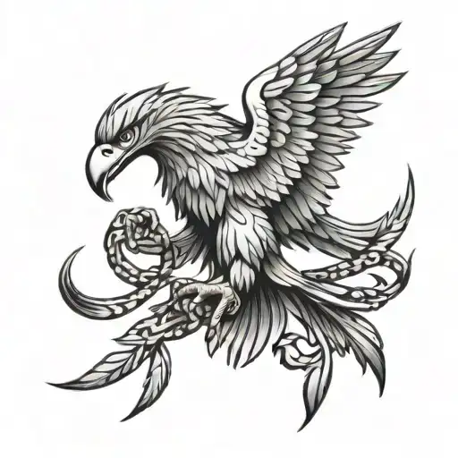 Tribal Eagle Holding Snake In Its Paws