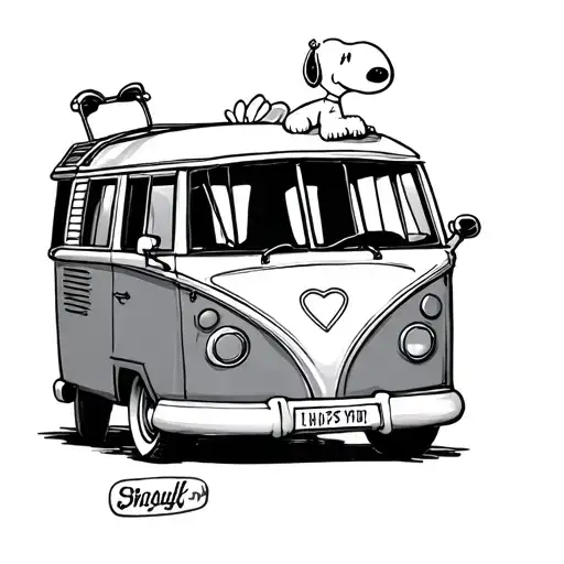 Snoopy Laying On Top Of Van