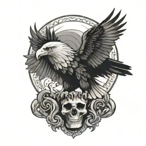 Black Eagle With Skull