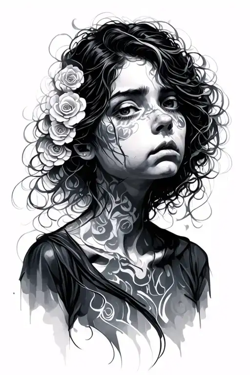 Sad Girl With Thoughts Swirling Around Her Head