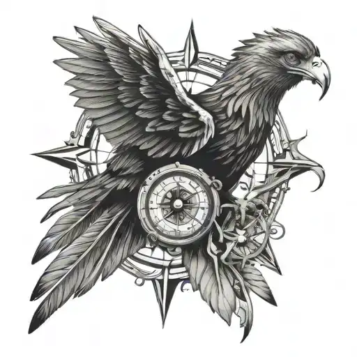 Black Eagle With Compass