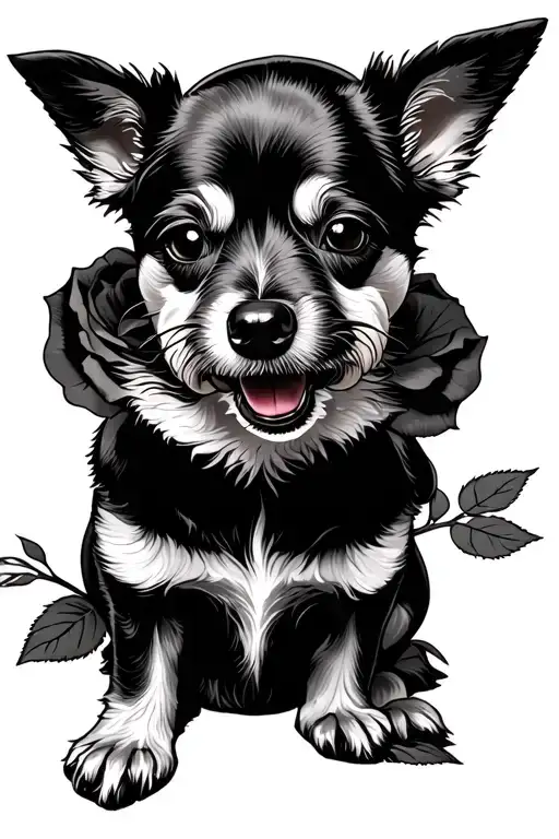 Rose With Dog Sitting