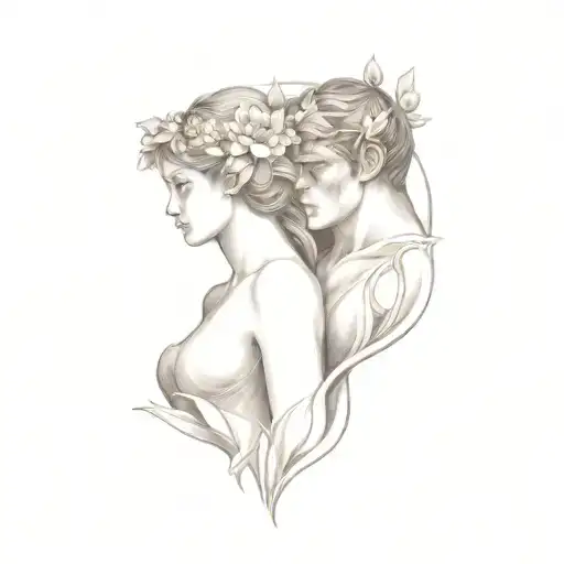 Hades And Persephone Surrounded By Narcissus Flower