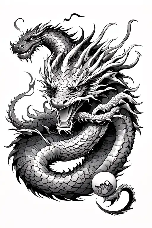 Full Sleeve Shenron Tattoo With Dragon Balls Incorporated