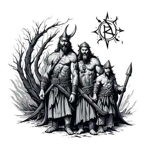 Viking Runes With Brothers Bigger And Younger