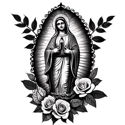 Virgen De Guadalupe Mexican With Roses