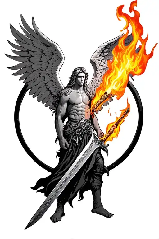 Arc Angel Michael With Flaming Sword
