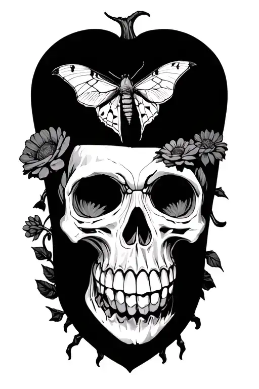 Jackolanterns And Deathmoth Skulll Flowers