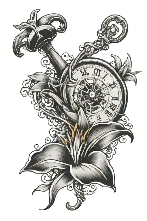Male Lily Beach Anchor Clock Face