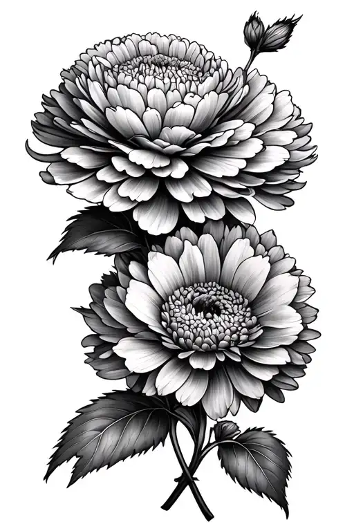 Carnation And Chrysanthemum Tangled Together
