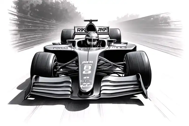 One Line Outlining F1 Car