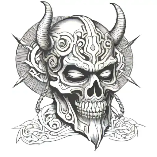 Obi Mask And Skull With Horns