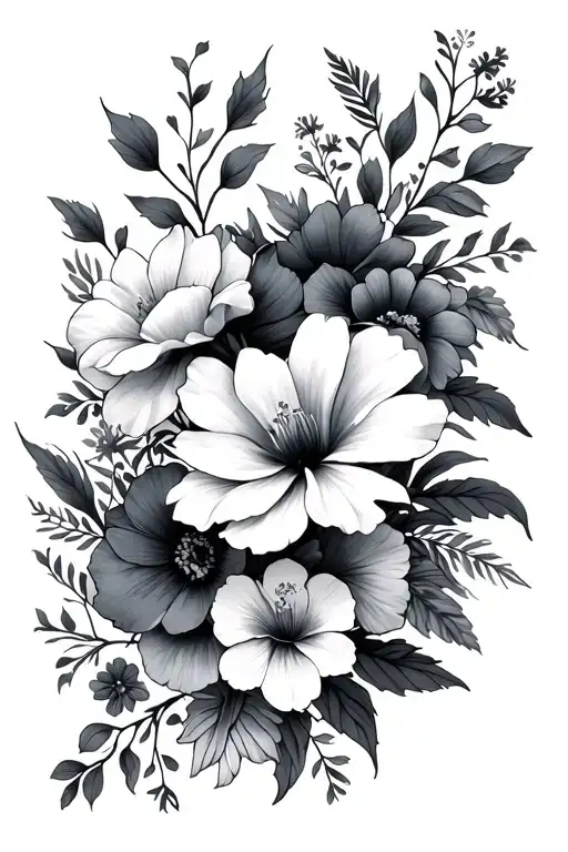 Feminine Sleeve With Different Types Of Flowers