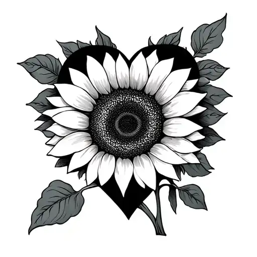 Heart Outline With Sunflower