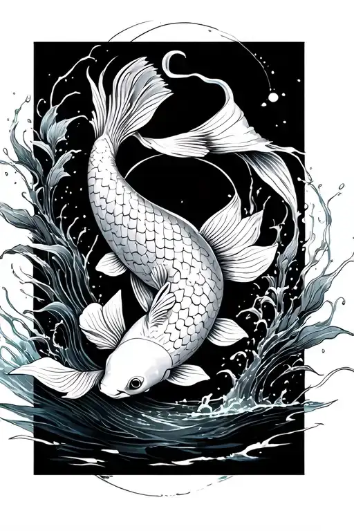 Japanese Leg Sleeve Koi Fish Swimming