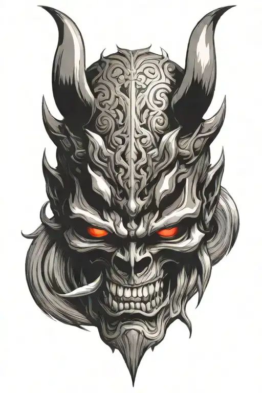 Oni Mask And Skull With Horns Bahamut Head