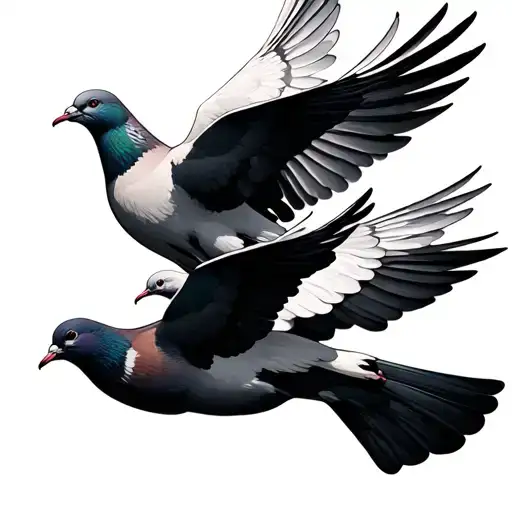 Three Doves Flying Together