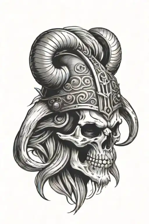 Viking Skull With Horns