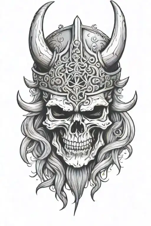 Viking Skull With Horns