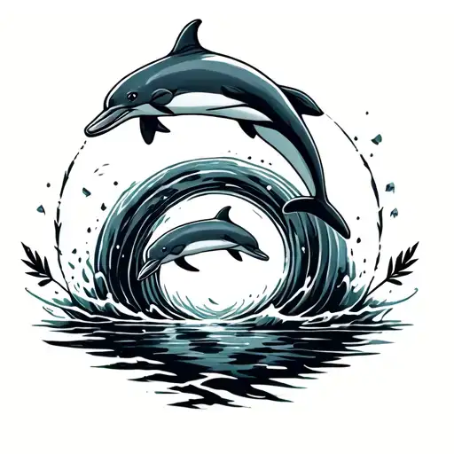 Simple Dolphins Going In A Circle With Arrows
