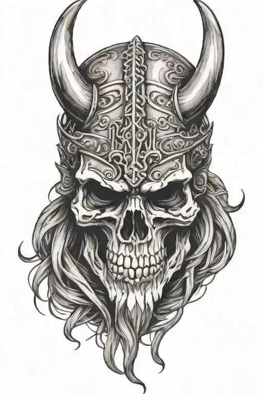 Viking Skull With Horns Emerging