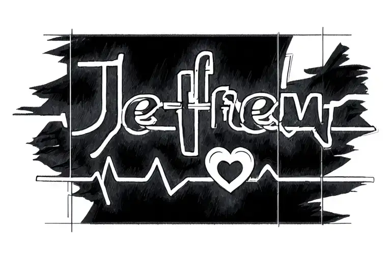 Ekg Line Tattoo Incorporating The Name Jeffrey And A Small Heart