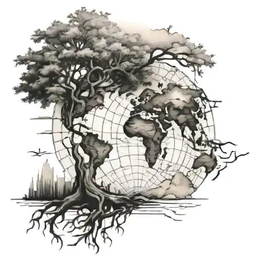 Tree Carrying The World Map
