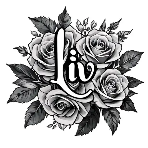 Liv In Fancy Font Surrounded By Roses