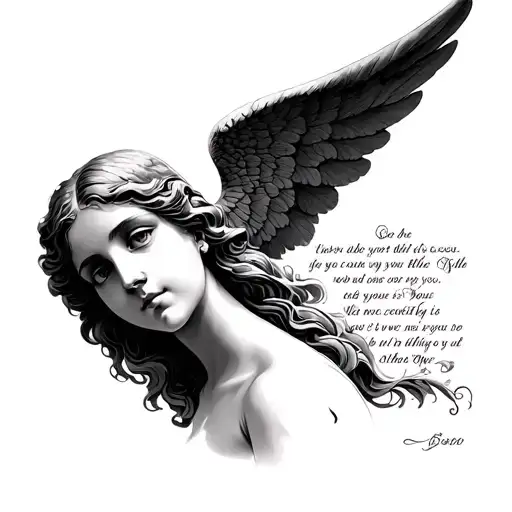 Female Angel Face With Bible Verse Written