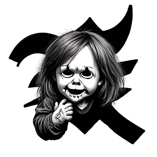 Chucky Holding A Mask Surrounded