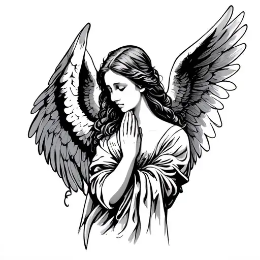 Female Angel Praying Hands Holding