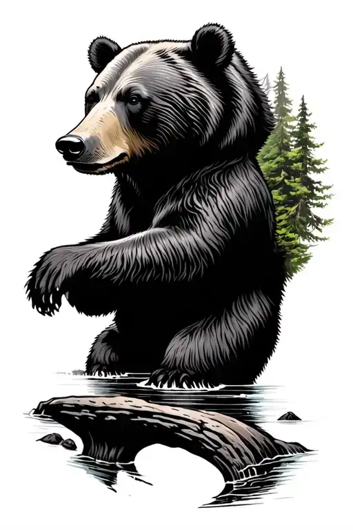 Bear In Rivers And Forest