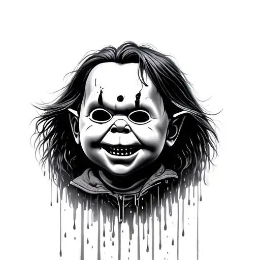 Smiling Chucky Raining Mask Down